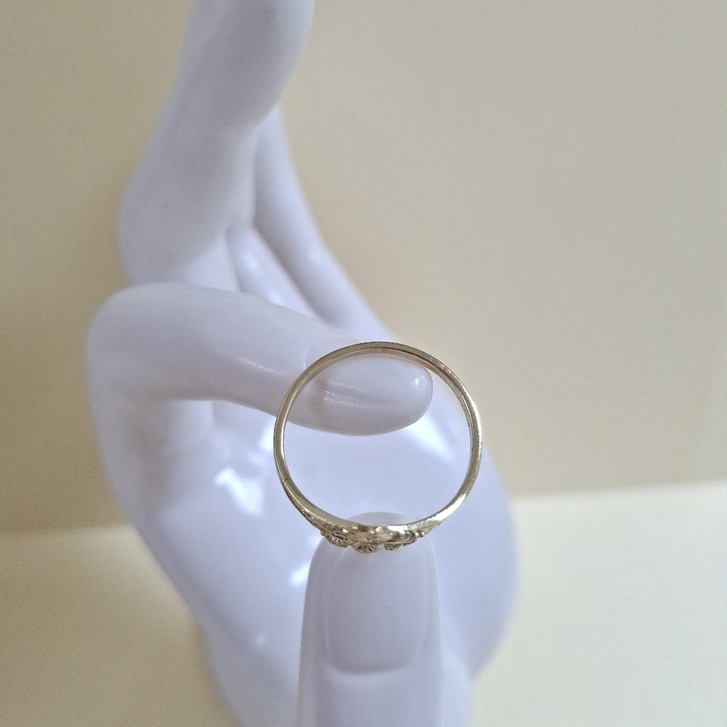 ANILLOS ANILLITO FIG NUDO DE BRUJA CON CIRCONIAS 10K TALLA 8 1.8 GR (NUEVO)