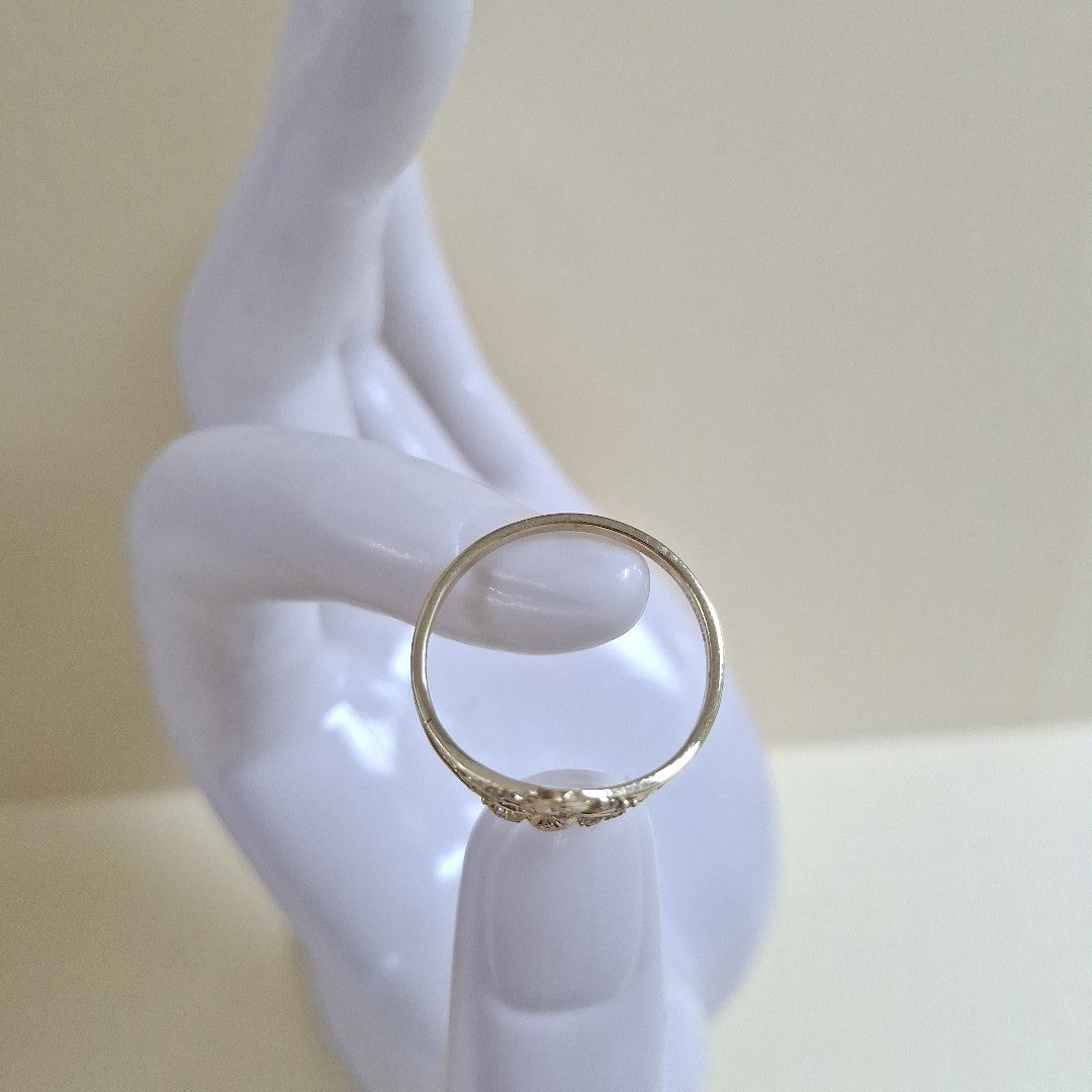 ANILLOS ANILLITO FIG NUDO DE BRUJA CON CIRCONIAS 10K TALLA 8 1.8 GR (NUEVO)