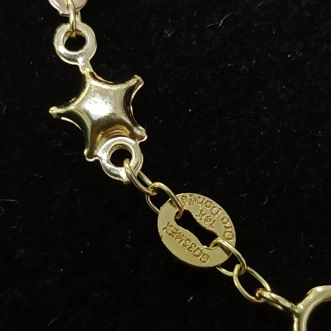 PULSERA TEJIDO ESPECIAL ESTRELLAS COMBINADAS 14K 18 CM 2.3 GR (NUEVO)