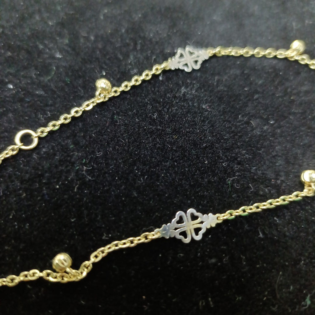 PULSERA ESPECIAL CON TREBOL 14K 18 CM 1.8 GR (NUEVO)