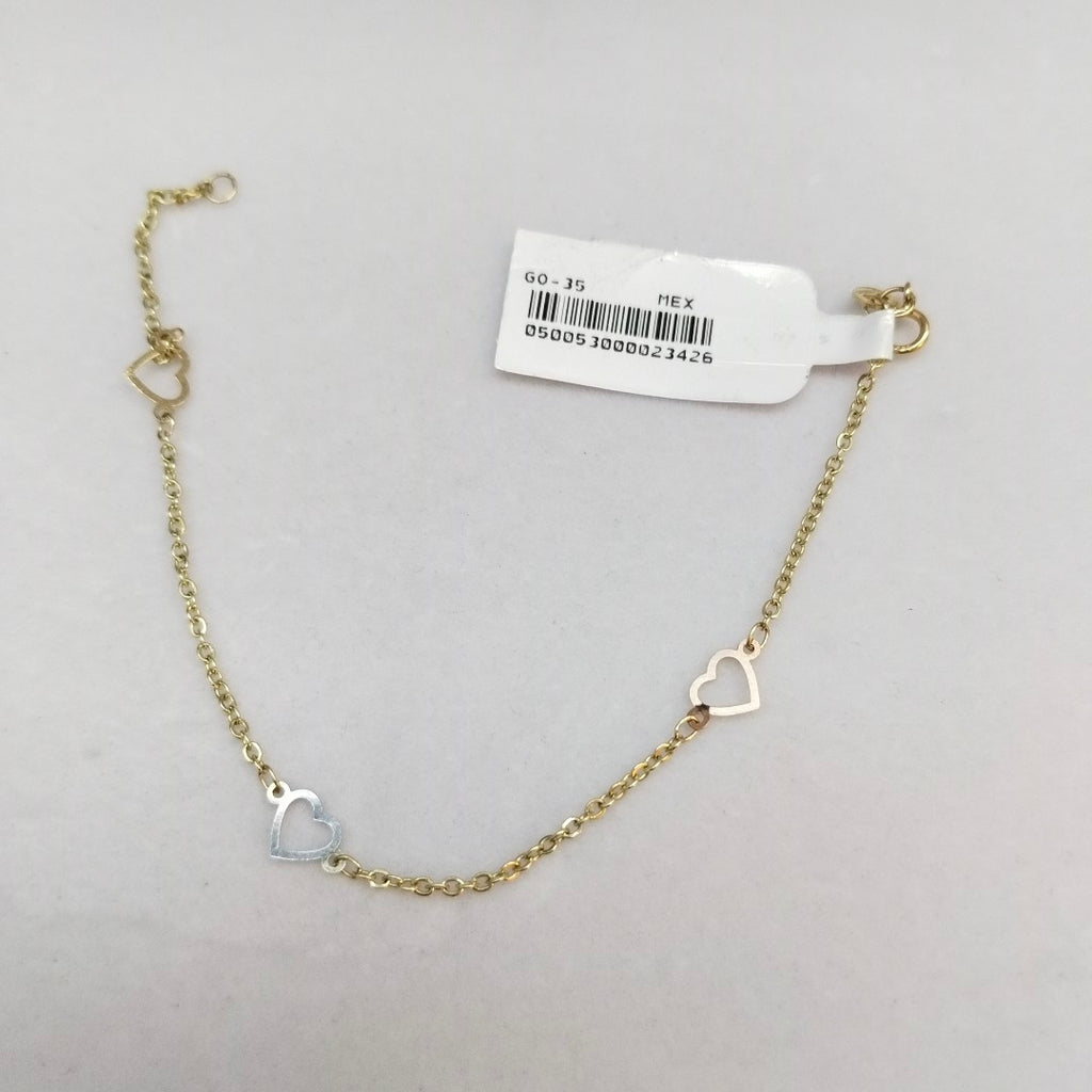 PULSERA TEJIDO ESPECIAL CON CORAZON 14K 18 CM 1.3 GR (NUEVO)