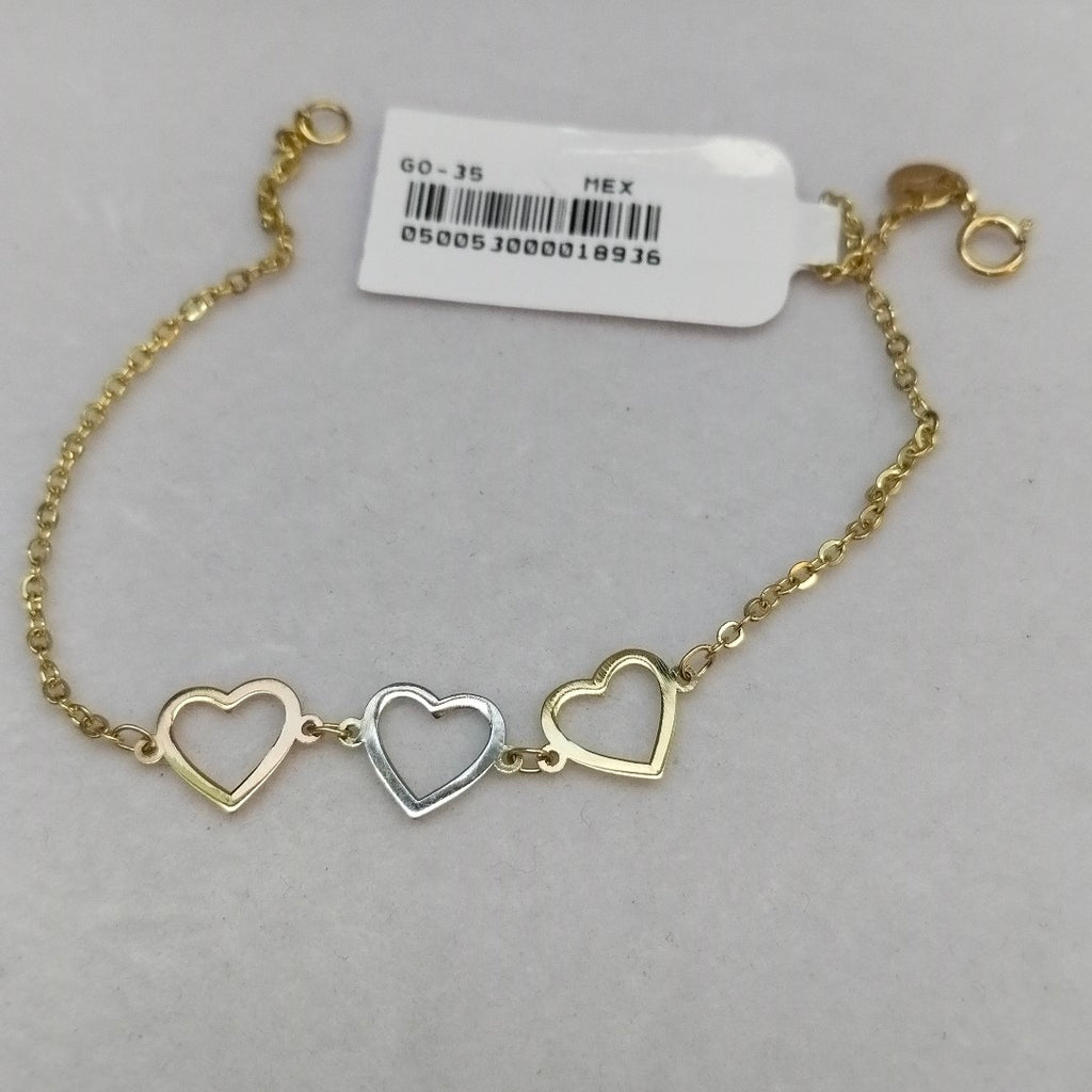 PULSERA ESPECIAL CON CORAZONES 14K 18 CM 1.4 GR (NUEVO)
