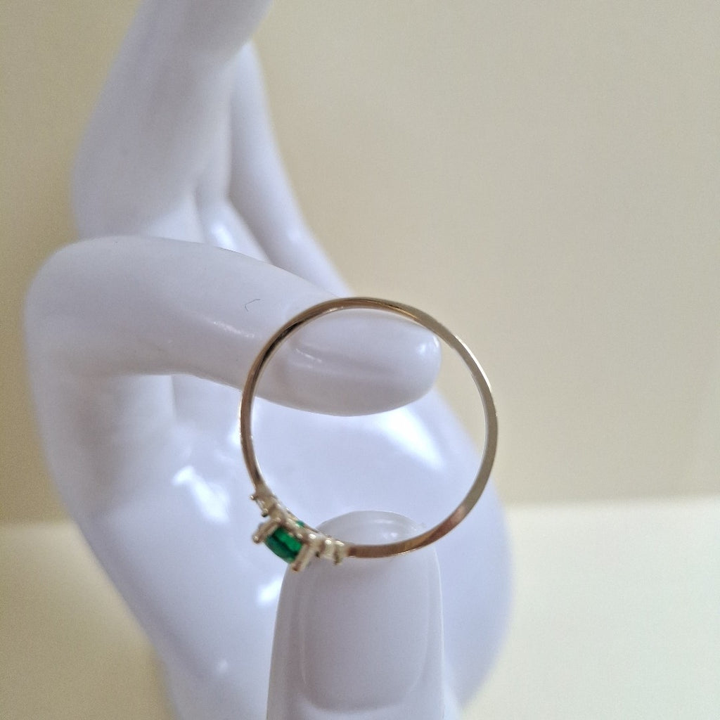 ANILLOS CON CIRCONIAS Y PIEDRA DE COLOR 14K TALLA 9 1.2 GR (NUEVO)