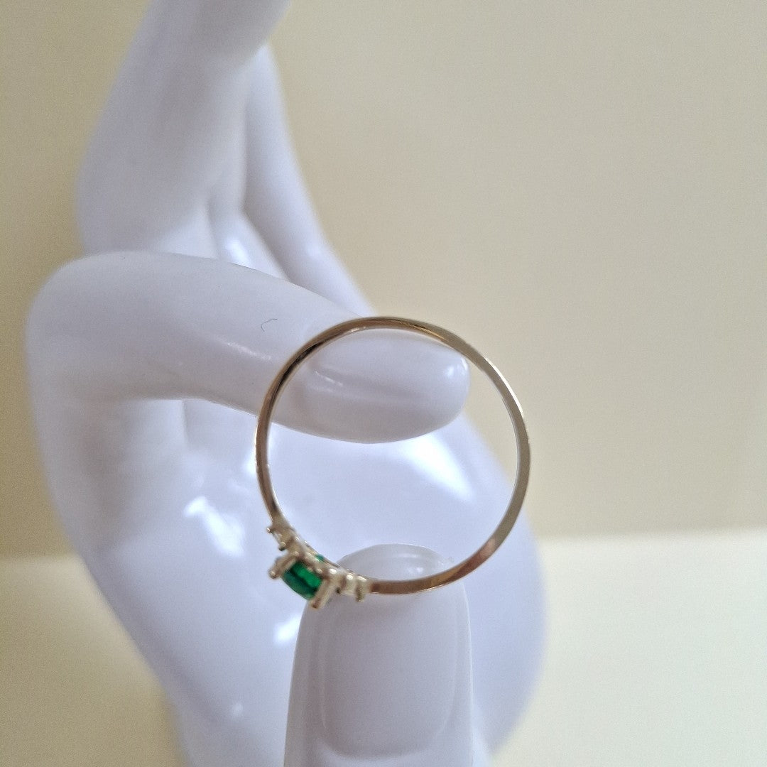 ANILLOS CON CIRCONIAS Y PIEDRA DE COLOR 14K TALLA 9 1.2 GR (NUEVO)
