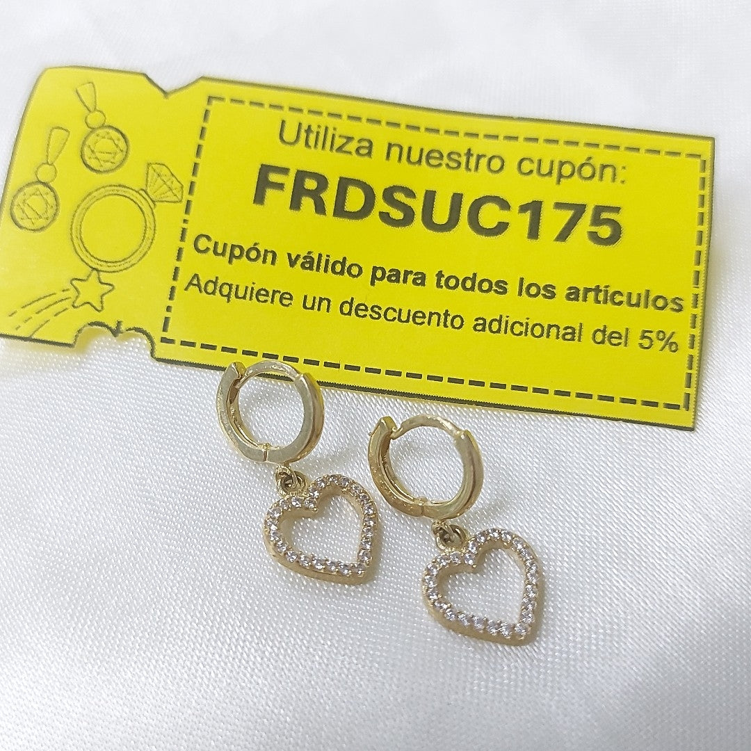 ARETES FIG CORAZON C CIRCONIAS 10K 2.6 GR (NUEVO)