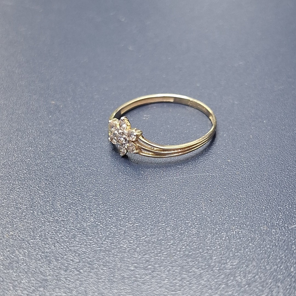 ANILLO ANILLITO FLOR C CIRCONIAS 14K 9 TALLA 1.4 GR (NUEVO)