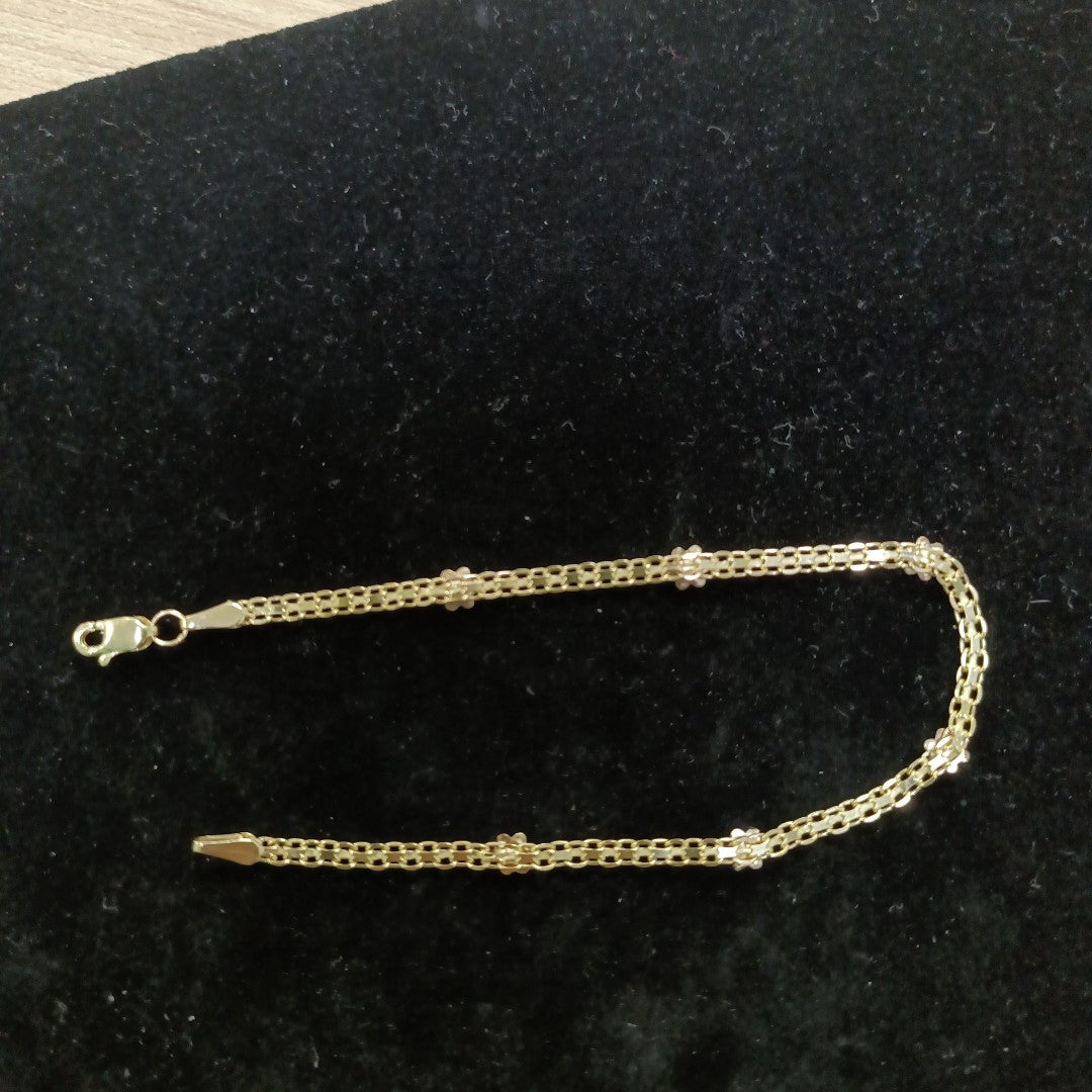 PULSERA ESPECIAL C FLORES 14K 18 CM 3 GR (NUEVO)