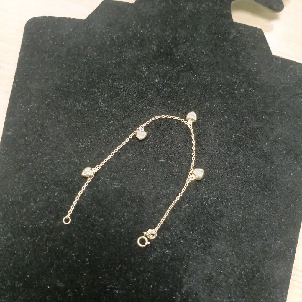 PULSERA ESP CON FIG CORAZONES 14K 18 CM 1.8 GR (NUEVO)