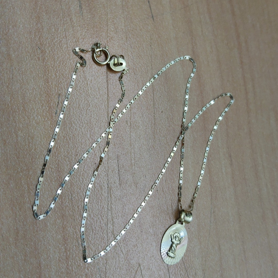 CADENA,MEDALLA RELIGIOSA ORO 10 K 1,10 GRMS (SEMINUEVO)