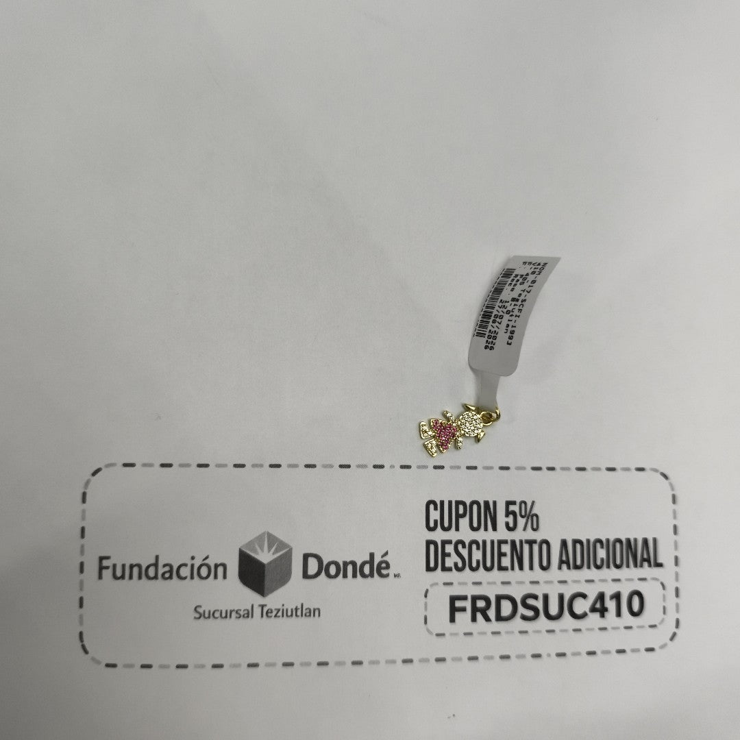 DIJE NIÑA CON CIRCONIAS Y PIEDRAS DE COLOR 10K 1 GR (NUEVO)