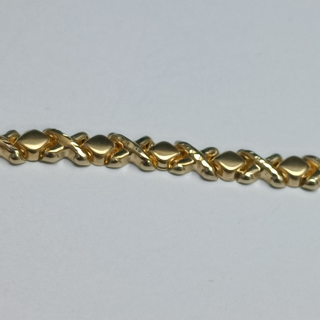 PULSERA ESPECIAL XOXO 14K 18 CM 6.1 GR (NUEVO)