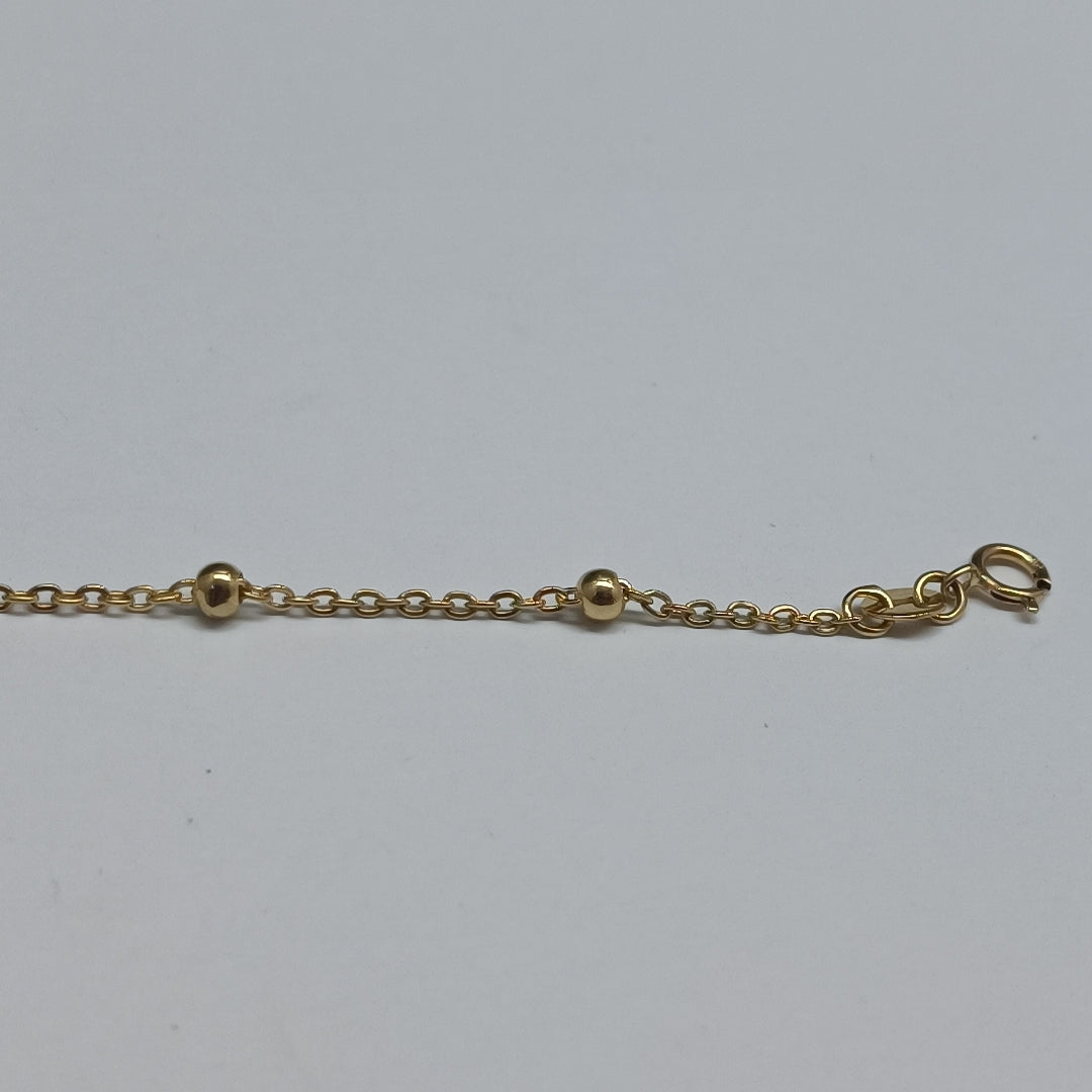 PULSERA TEJIDO ESPECIAL FLOR CON CIRCONIA 14K 18 CM 2.5 GR (NUEVO)
