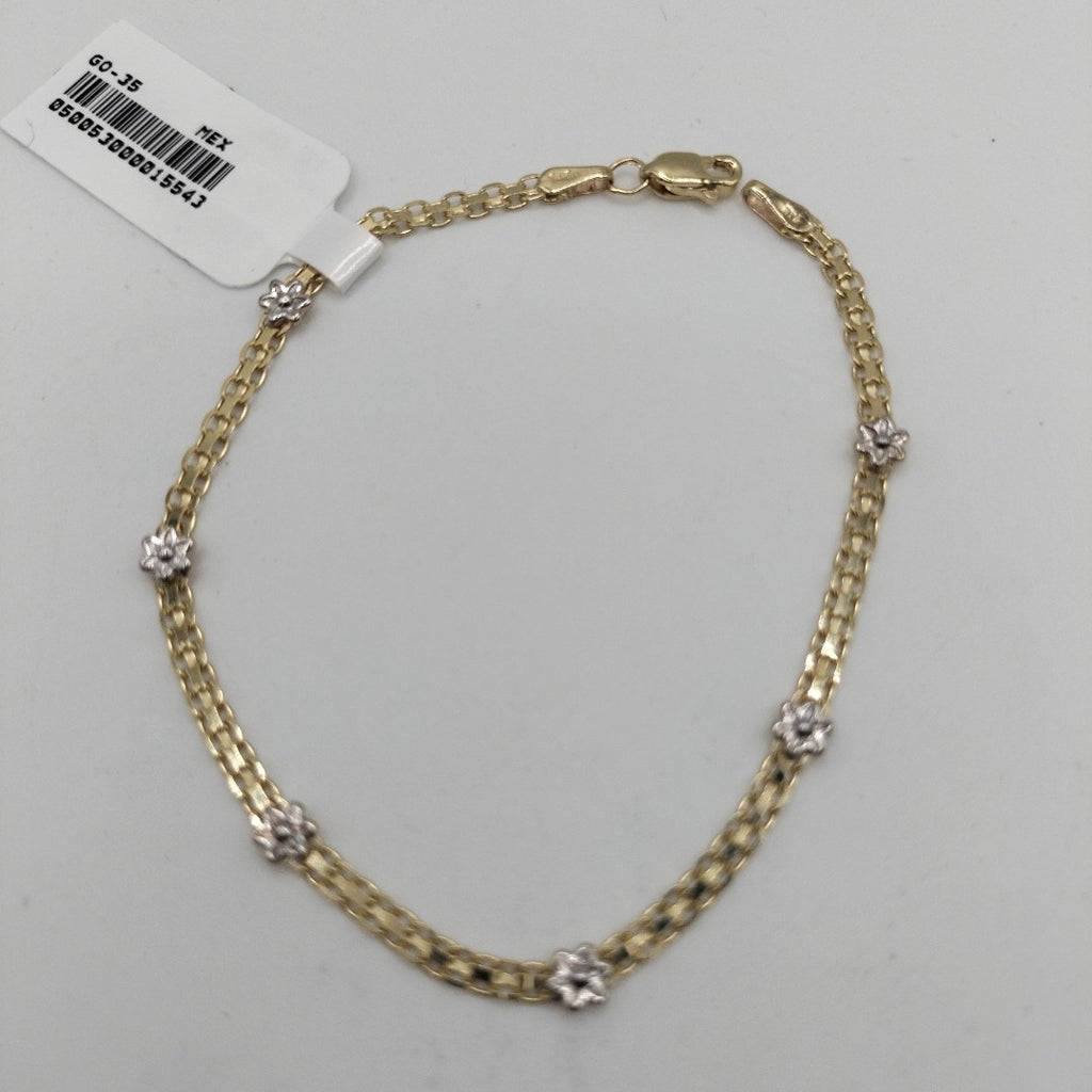 PULSERA ESPECIAL C FLORES 14K 18 CM 2.9 GR (NUEVO)