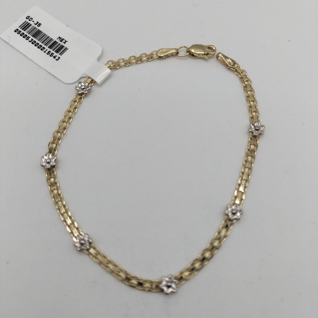 PULSERA ESPECIAL C FLORES 14K 18 CM 2.9 GR (NUEVO)