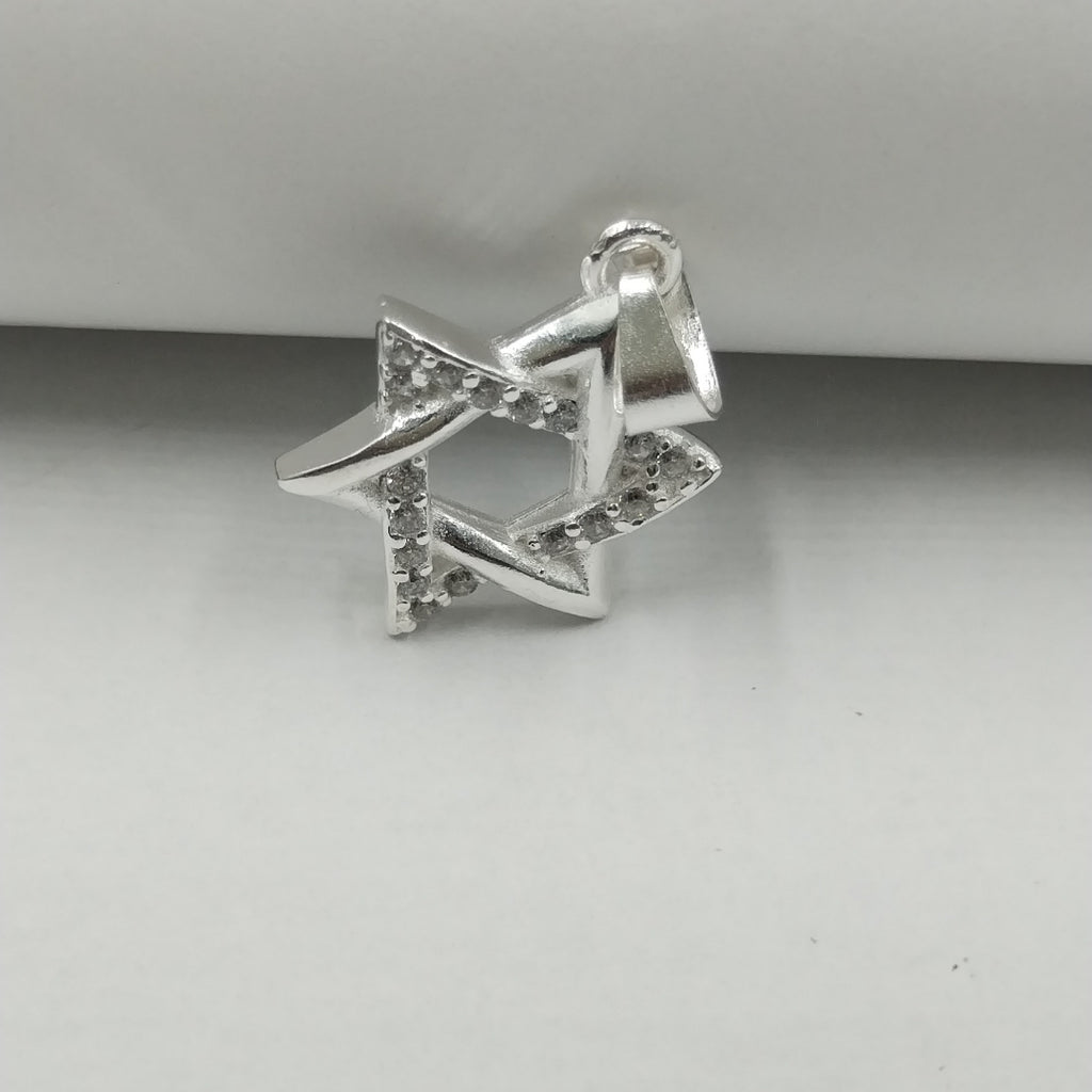 DIJE ESTRELLA DE DAVID C/CIRCONIAS PLATA .925 2.7 GR (NUEVO)