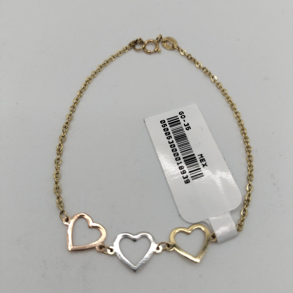 PULSERA ESPECIAL CON CORAZONES 14K 18 CM 1.4 GR (NUEVO)