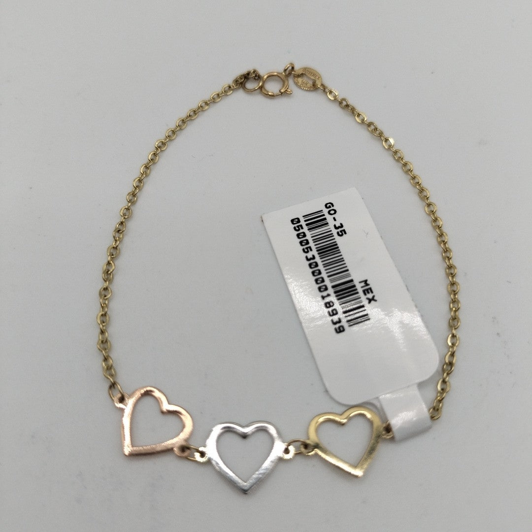 PULSERA ESPECIAL CON CORAZONES 14K 18 CM 1.4 GR (NUEVO)