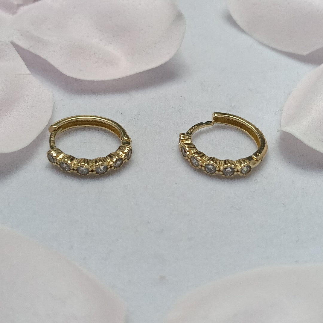 ARETES HUGGIES C CIRCONIAS 14K 2 GR (NUEVO)