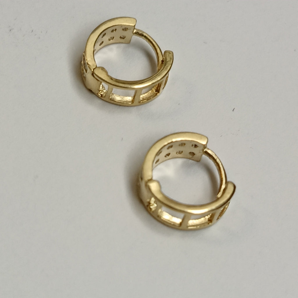 ARETES HUGGIES C CIRCONIAS 14K 1.7 GR (NUEVO)
