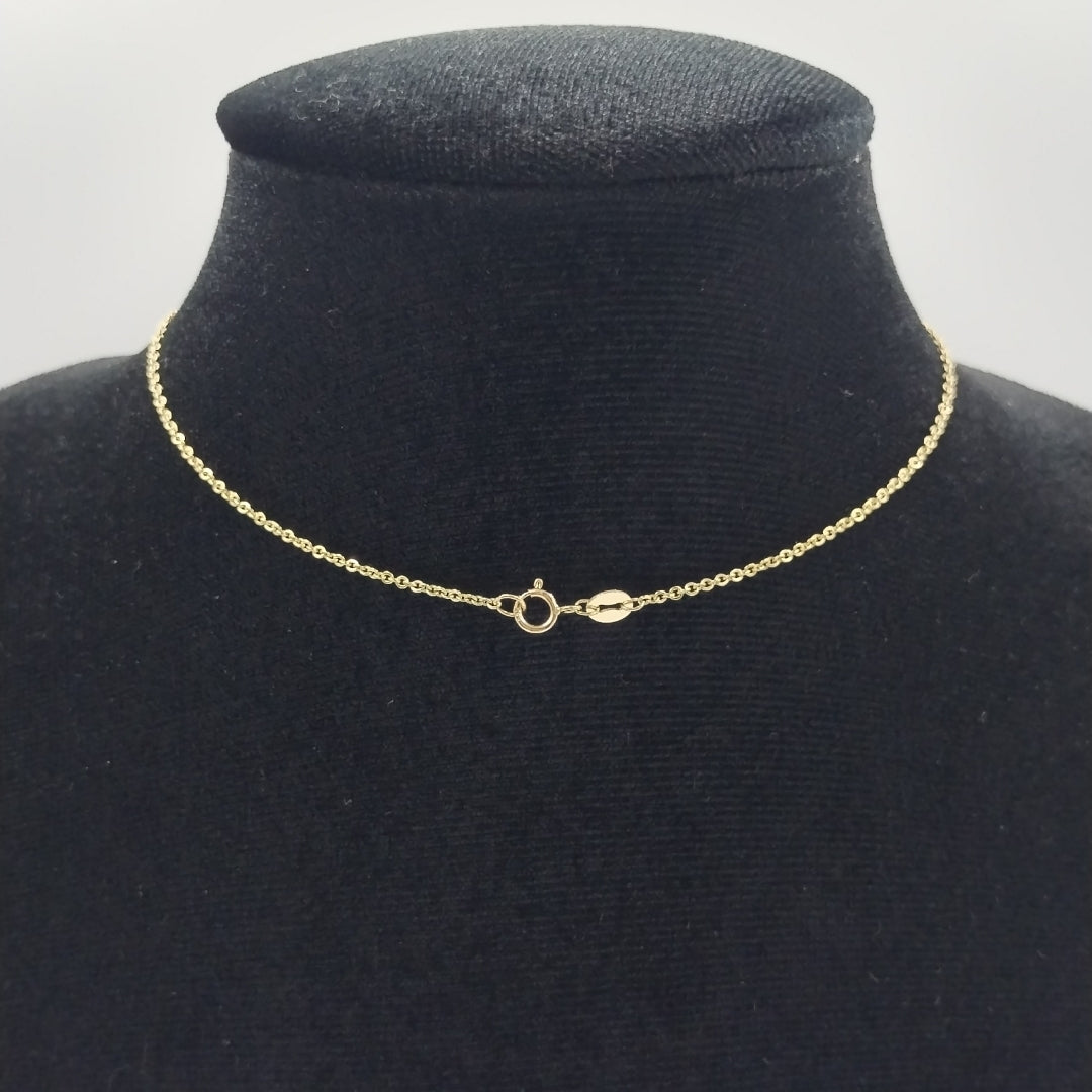 CADENA TEJIDO GARGANTILLA ESPECIAL C FLORES 14K 45 CM 3 GR (NUEVO)