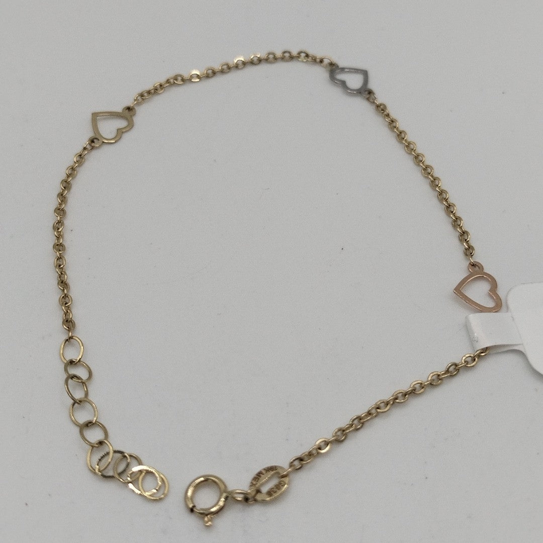 PULSERA ESPECIAL CON CORAZONES 10K 18 CM 1.2 GR (NUEVO)
