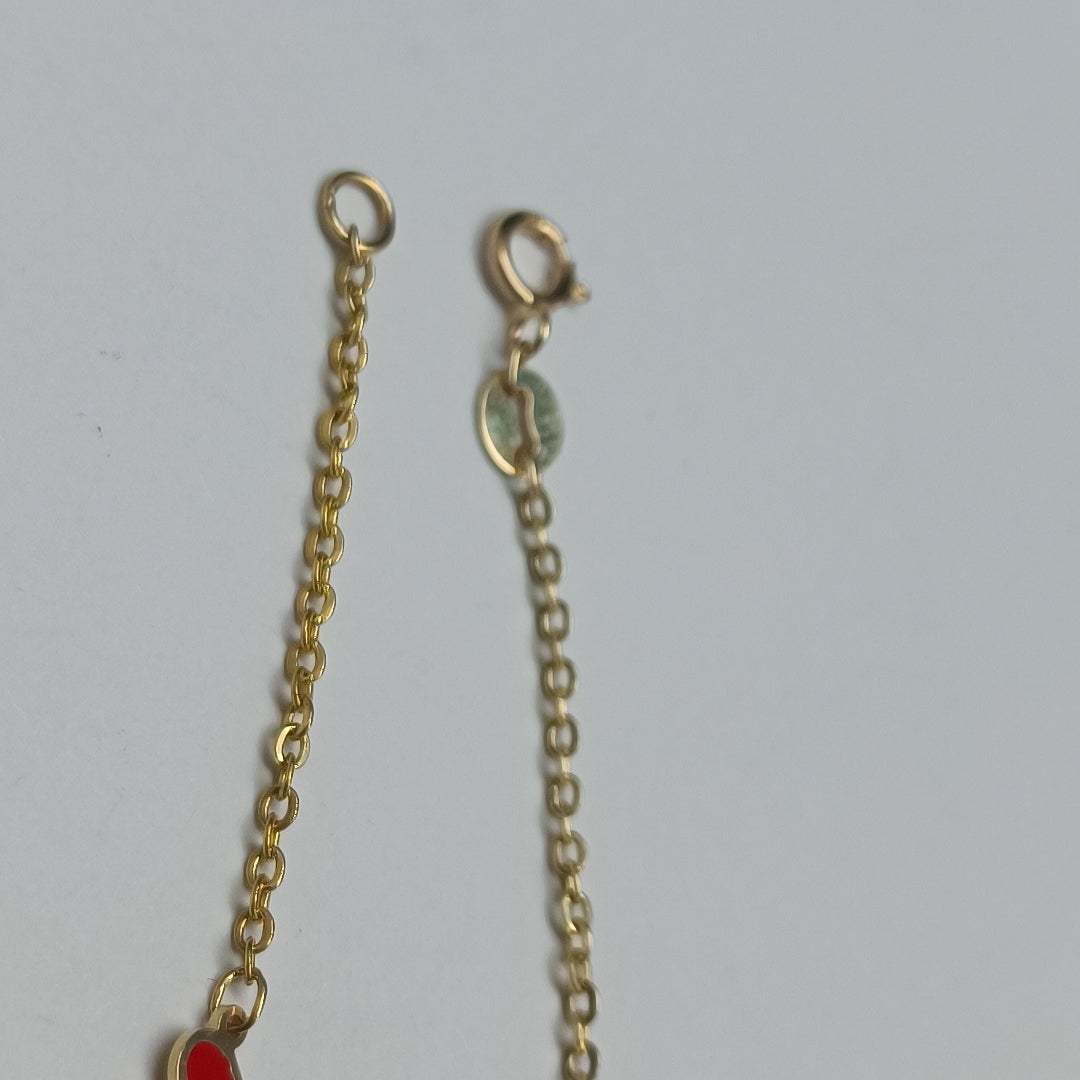 PULSERA ESPECIAL CON CORAZONES 14K 18 CM 1.4 GR (NUEVO)
