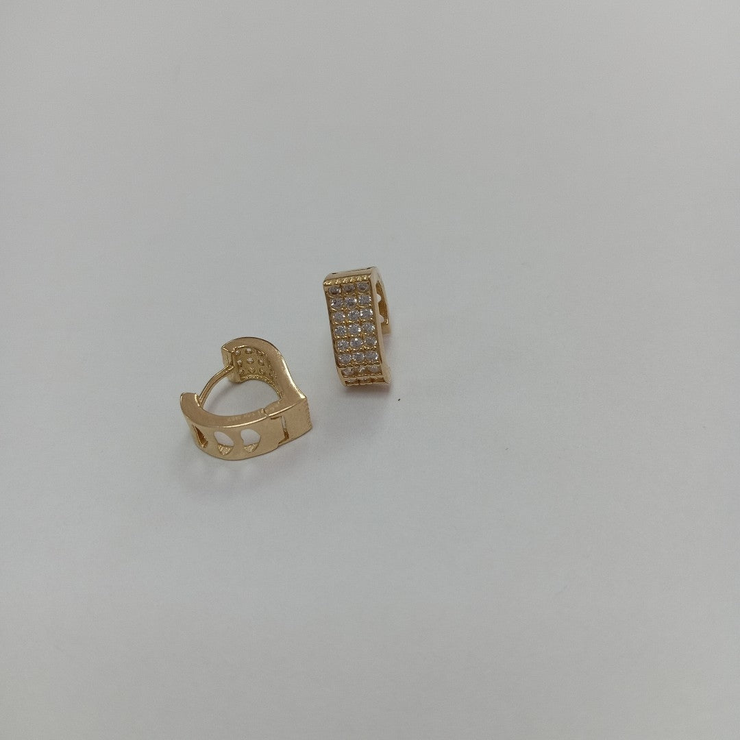 ARETES ARRACADAS CORAZON C CIRCONIAS 14K 2.1 GR (NUEVO)