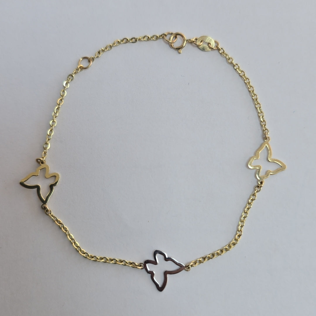 PULSERA ESPECIAL C MARIPOSAS 14K 18 CM 1.7 GR (NUEVO)
