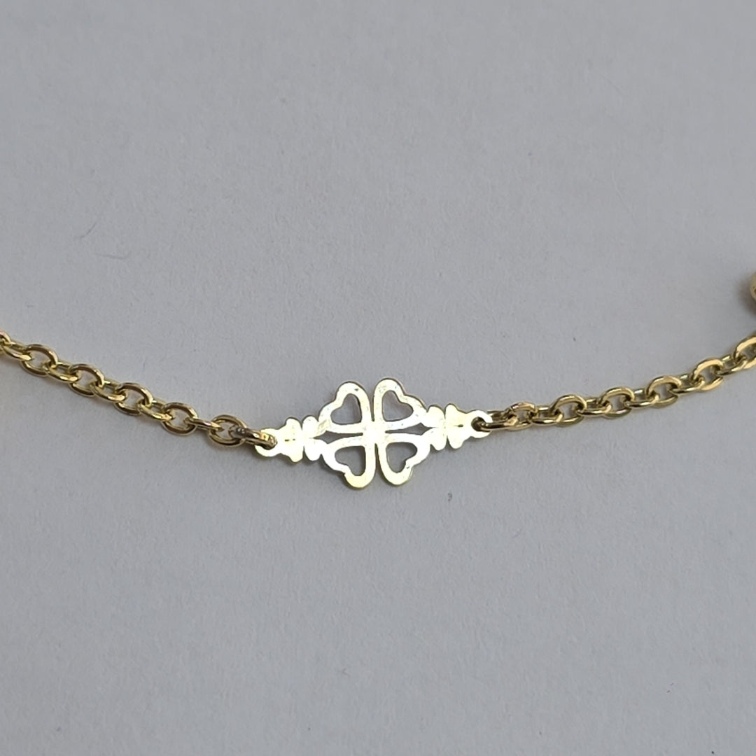 PULSERA ESPECIAL CON TREBOL 14K 18 CM 1.8 GR (NUEVO)