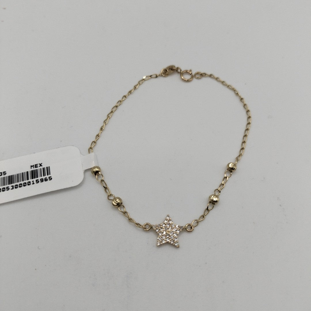 PULSERA ESPECIAL CON ESTRELLA Y CIRCONIAS 14K 18 CM 1.4 GR (NUEVO)