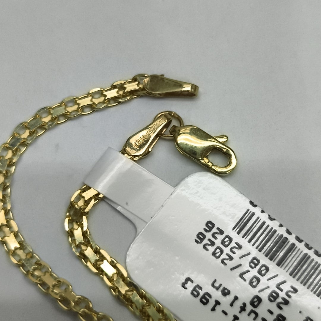 PULSERA TEJIDO ESPECIAL CON INFINITO Y CIRCONIAS 14K 18 CM 3.4 GR (NUEVO)