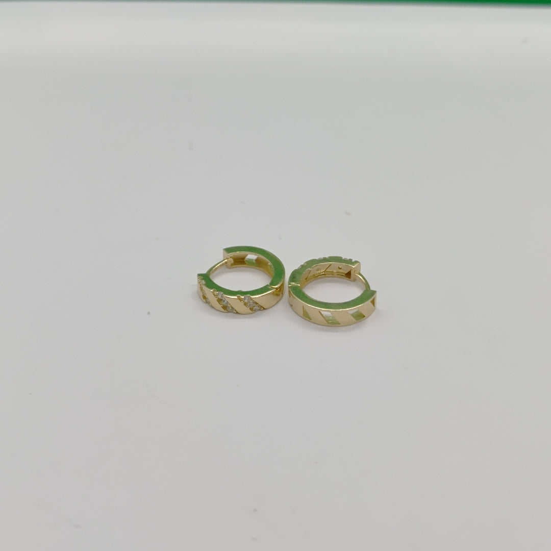 ARETES HUGGIES CON CIRCONIAS 14K 2.3 GR (NUEVO)