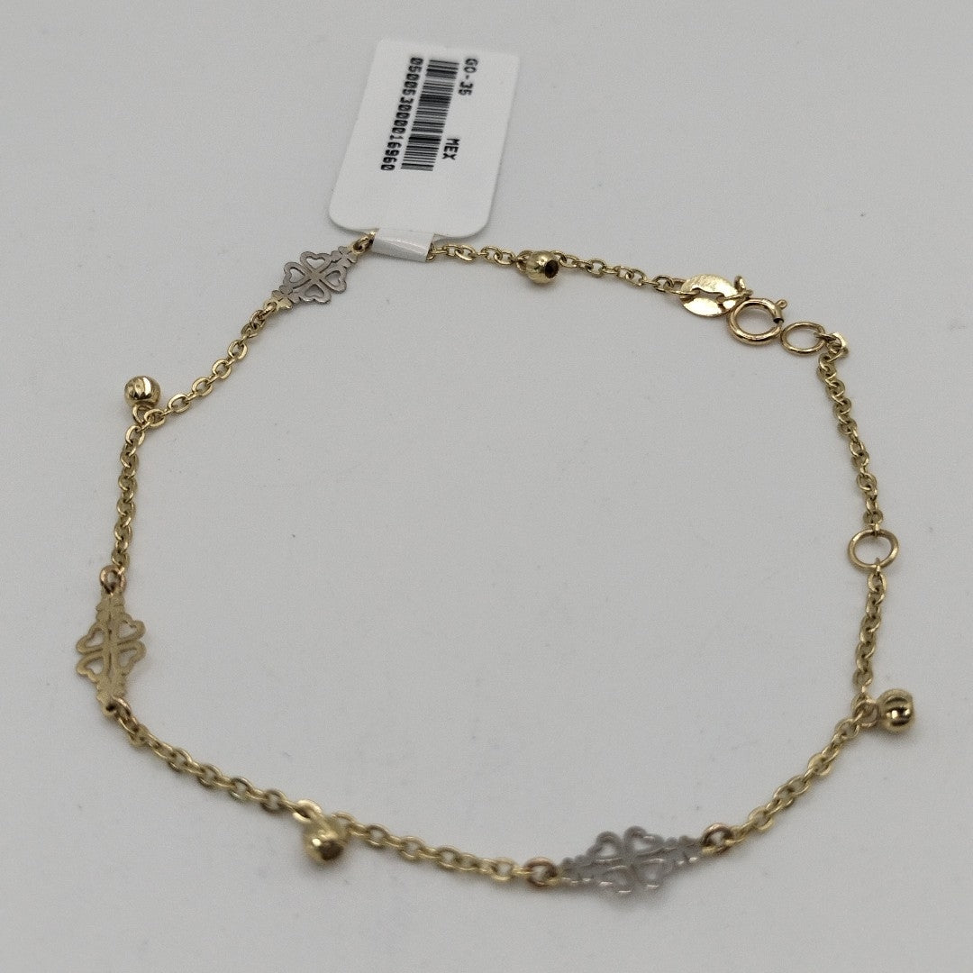 PULSERA ESPECIAL CON TREBOL 14K 18 CM 1.8 GR (NUEVO)