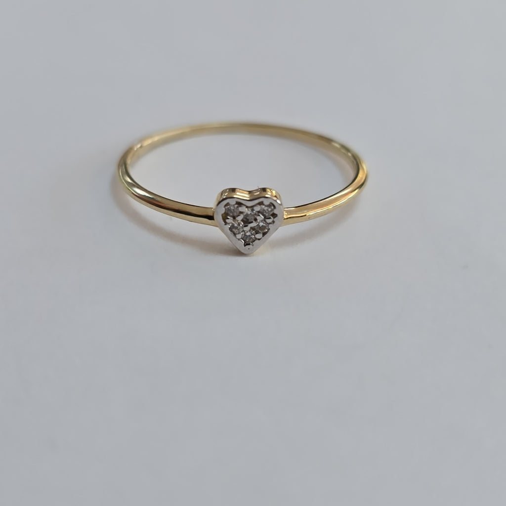 ANILLO ANILLITO CORAZON C CIRCONIA 14K 7 TALLA 0.8 GR (NUEVO)