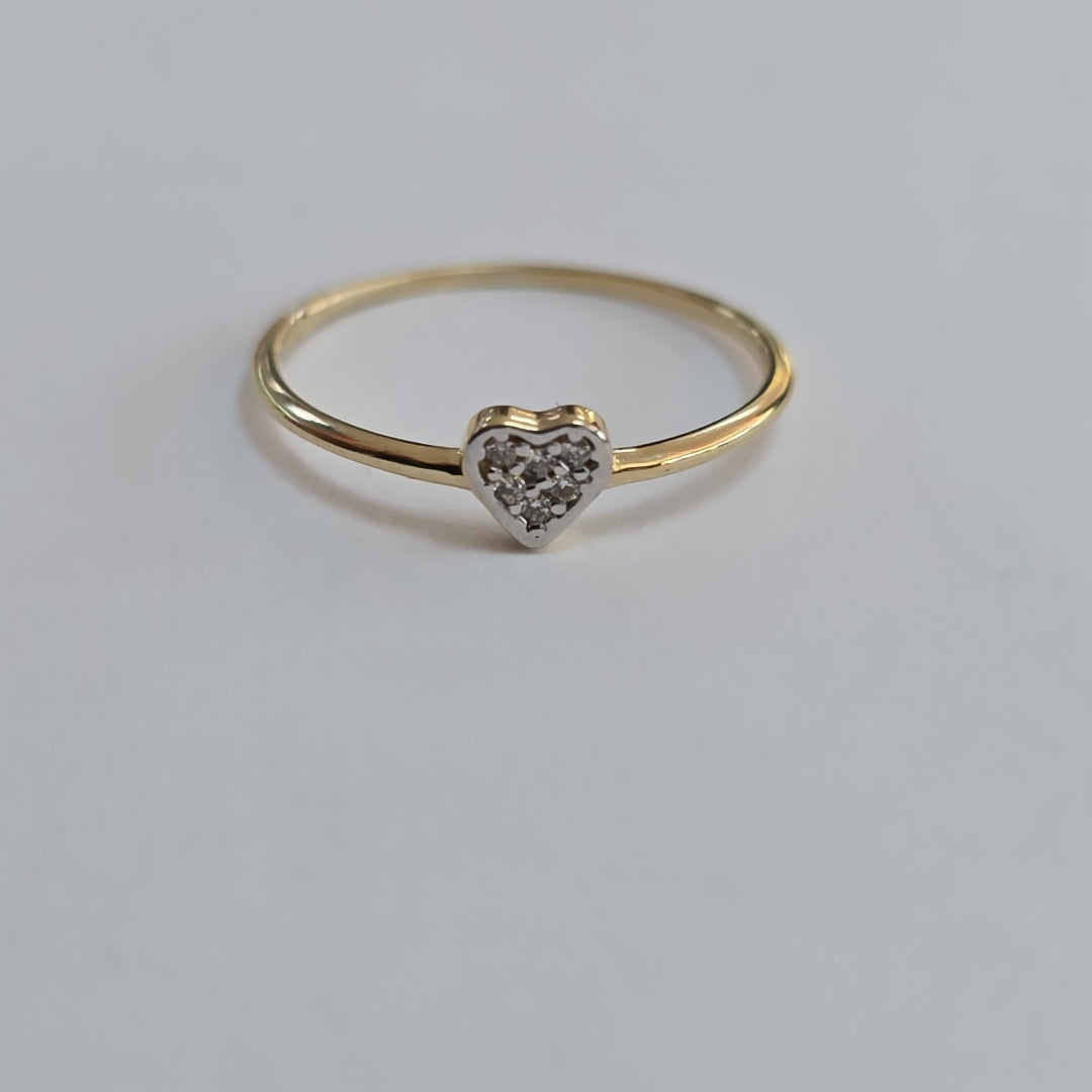 ANILLO ANILLITO CORAZON C CIRCONIA 14K 7 TALLA 0.8 GR (NUEVO)