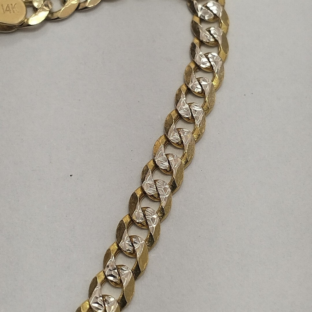 PULSERAS TEJIDO BARBADA DIAMANTADA ORO 14K 21 CM 5 GR (NUEVO)