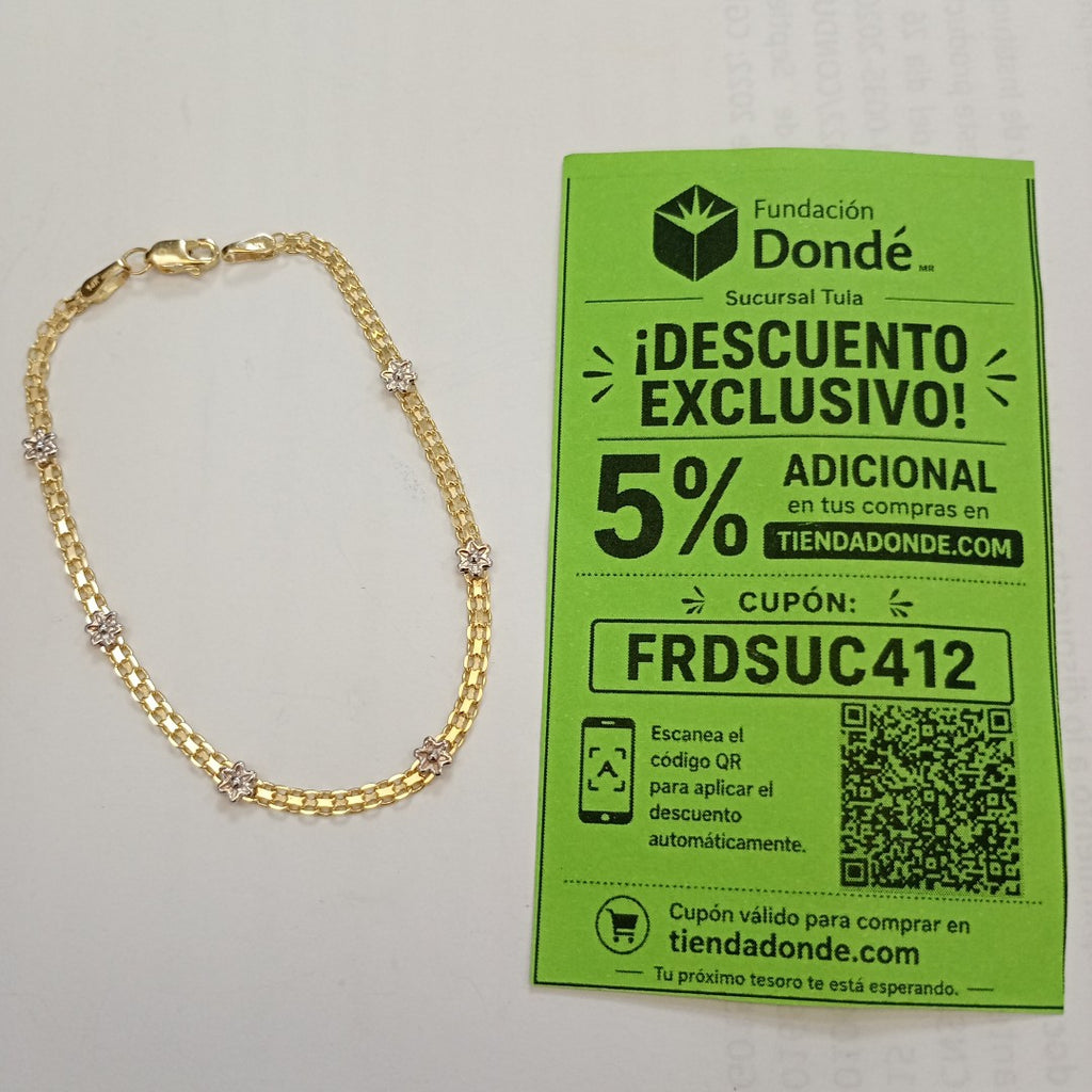 PULSERA ESPECIAL C FLORES 14K 18 CM 3 GR (NUEVO)
