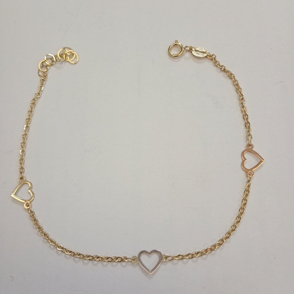 PULSERA ESPECIAL CON CORAZONES 10K 18 CM 1.2 GR (NUEVO)
