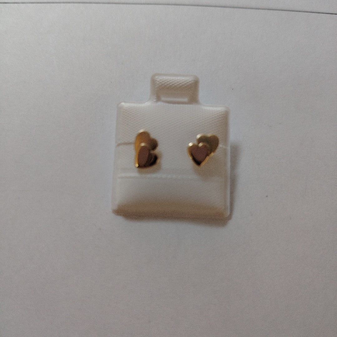 BROQUELES BROQUEL CORAZON DOBLE 14K 0.2171 GR (NUEVO)