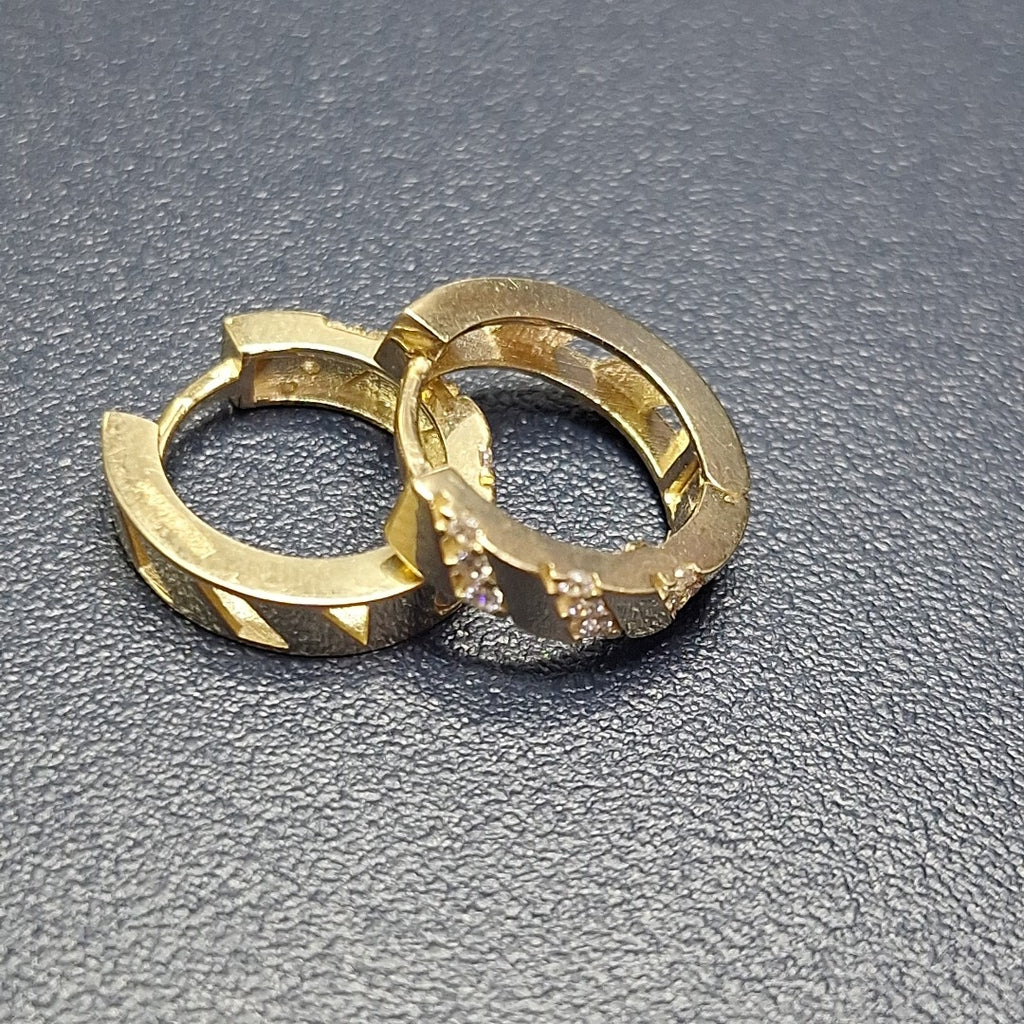 ARETES HUGGIES CON CIRCONIAS 14K 2.2 GR (NUEVO)