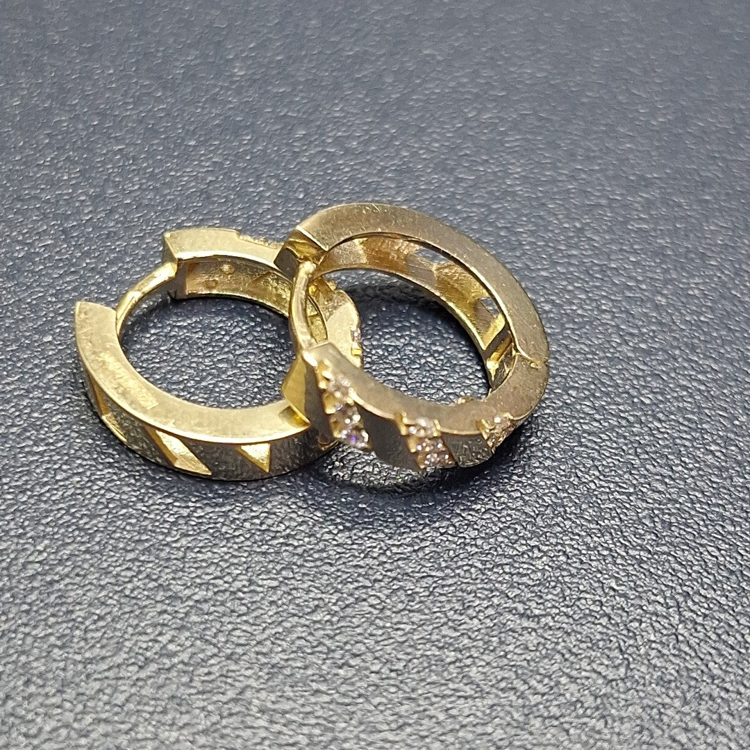 ARETES HUGGIES CON CIRCONIAS 14K 2.2 GR (NUEVO)