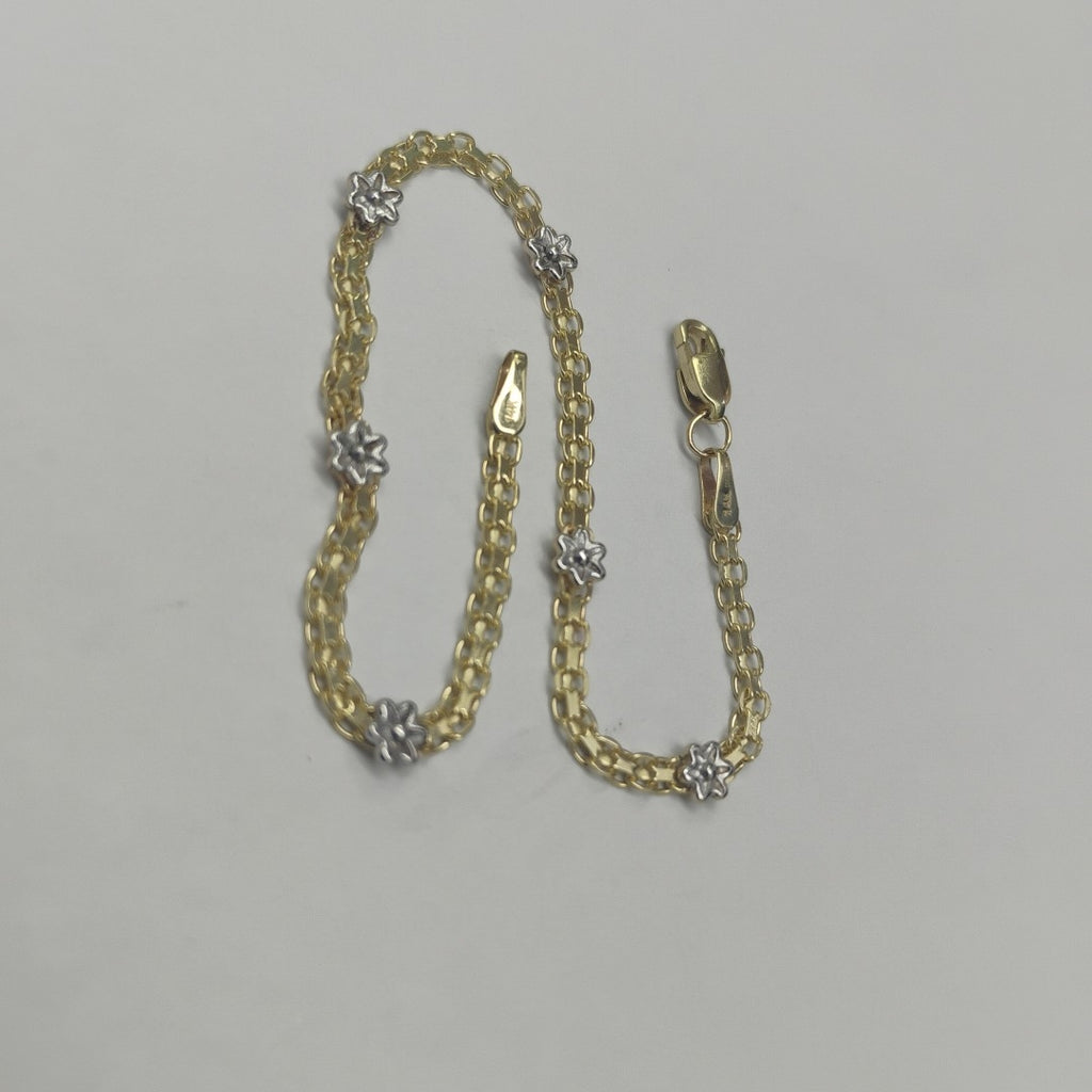 PULSERA ESPECIAL C FLORES 14K 18 CM 3 GR (NUEVO)