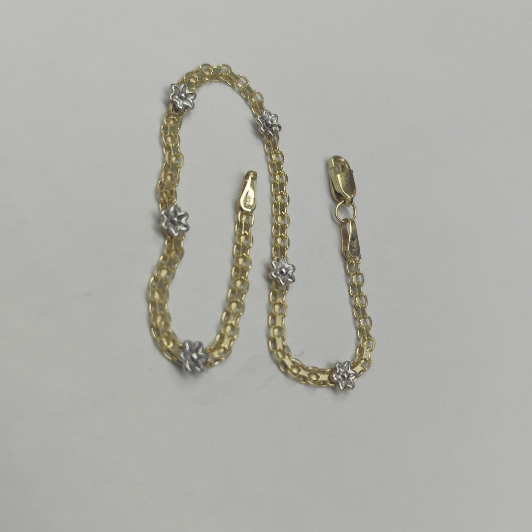 PULSERA ESPECIAL C FLORES 14K 18 CM 3 GR (NUEVO)