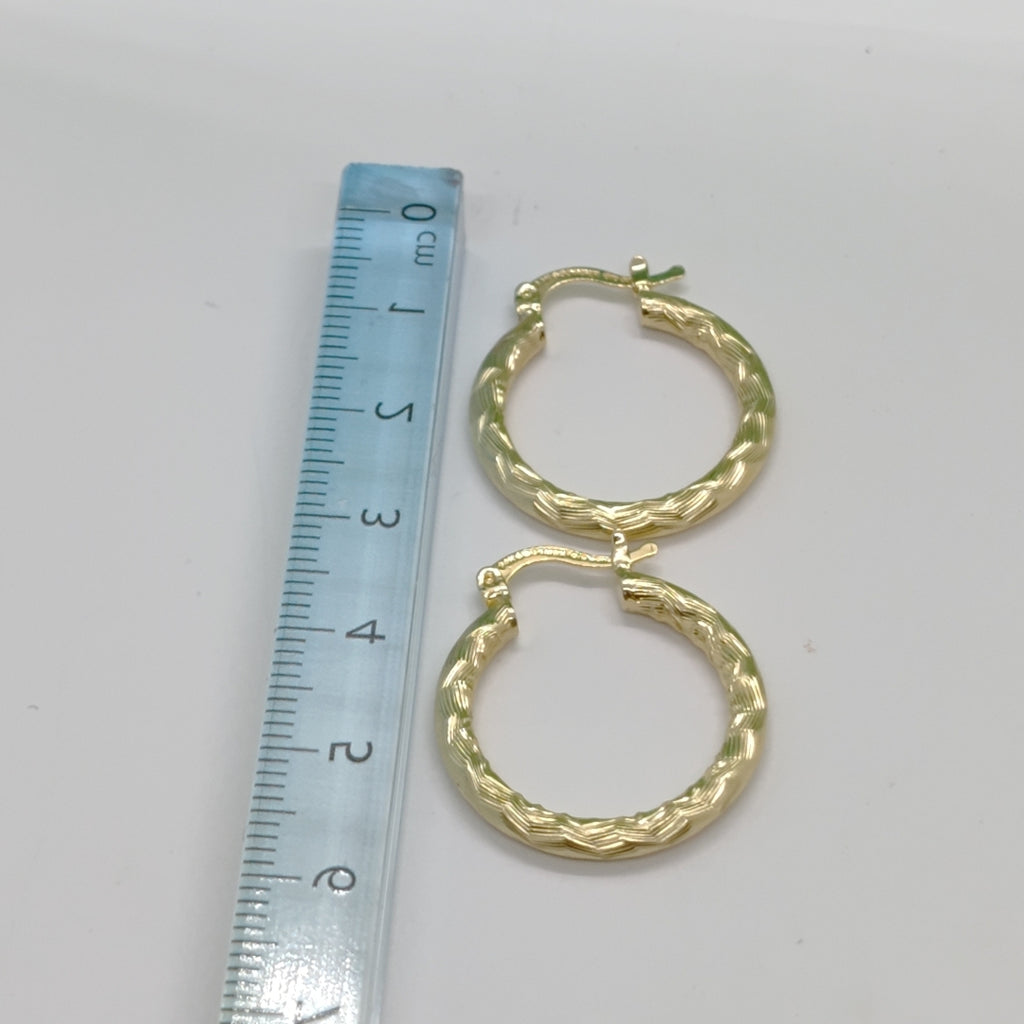 ARETES TEJIDO ARRACADA LABRADA 14K 2.6 GR (NUEVO)