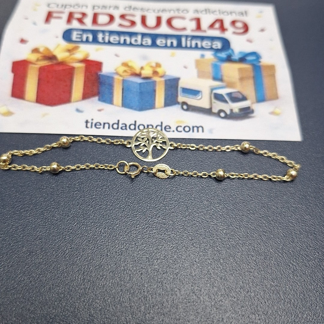 PULSERA TEJIDO ESPECIAL ARBOL 14K 18 CM 1.7 GR (NUEVO)
