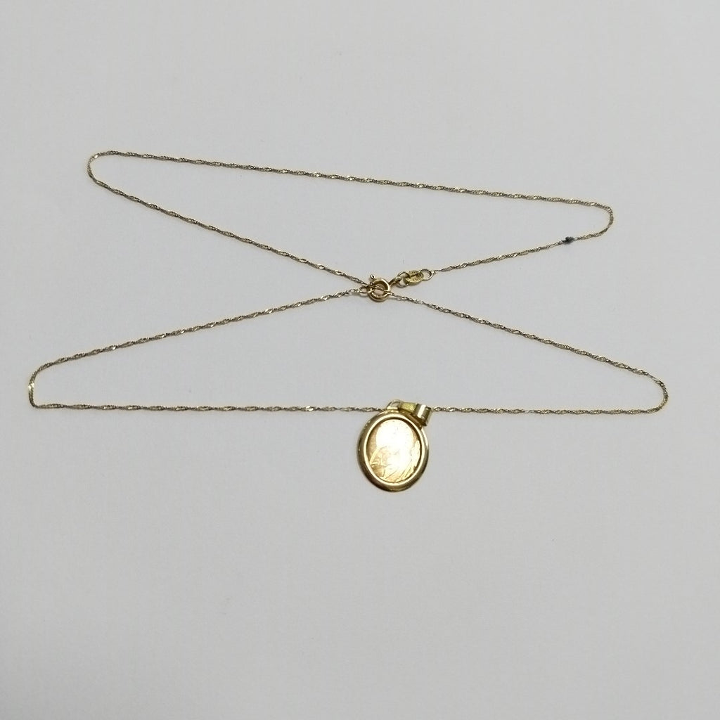 CADENA, MEDALLA RELIGIOSA ORO 14 K 1.6 GRMS (SEMINUEVO)