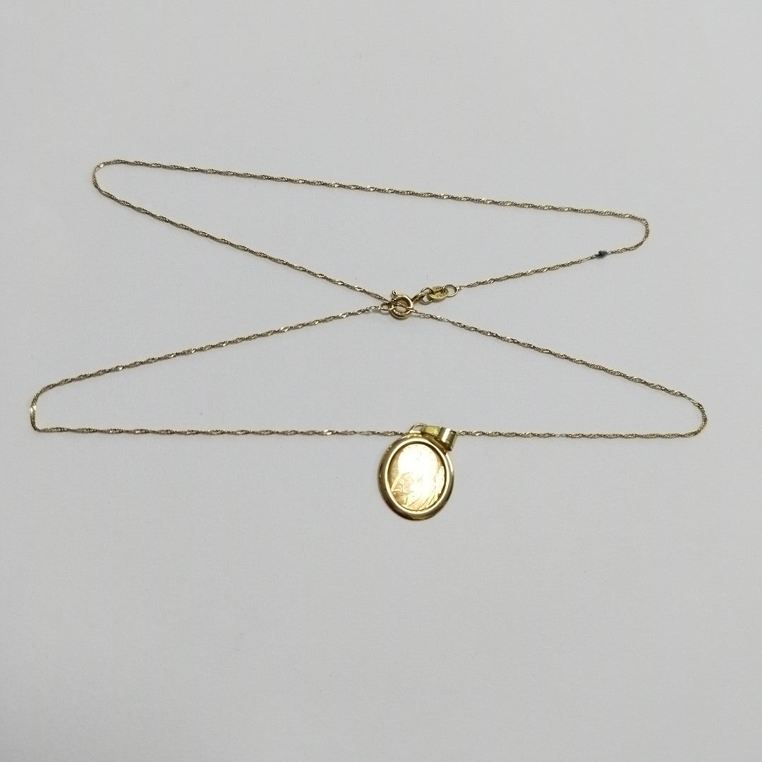 CADENA, MEDALLA RELIGIOSA ORO 14 K 1.6 GRMS (SEMINUEVO)