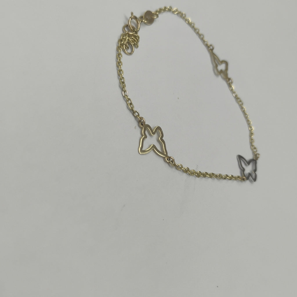 PULSERA ESPECIAL C MARIPOSAS 14K 18 CM 1.7 GR (NUEVO)