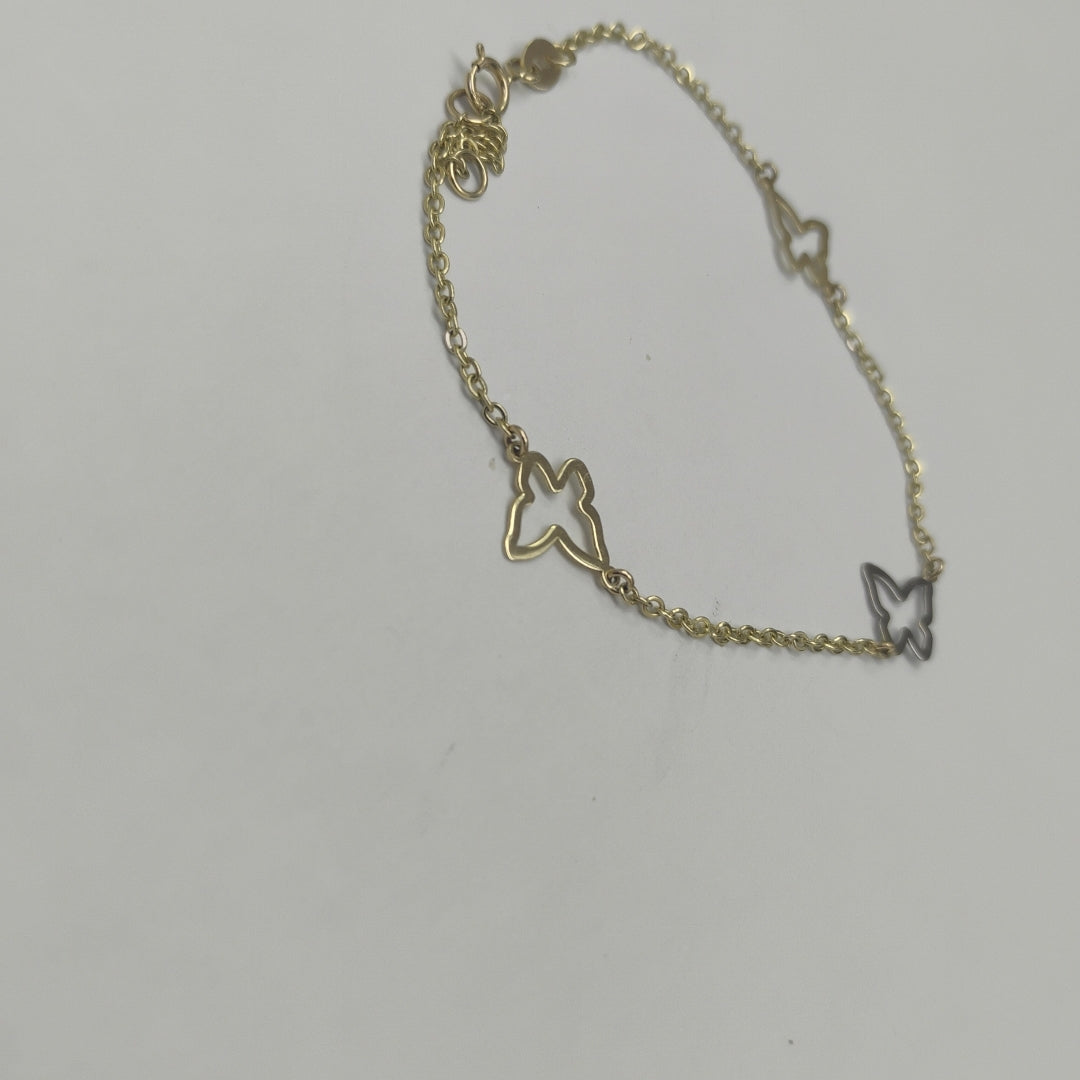 PULSERA ESPECIAL C MARIPOSAS 14K 18 CM 1.7 GR (NUEVO)
