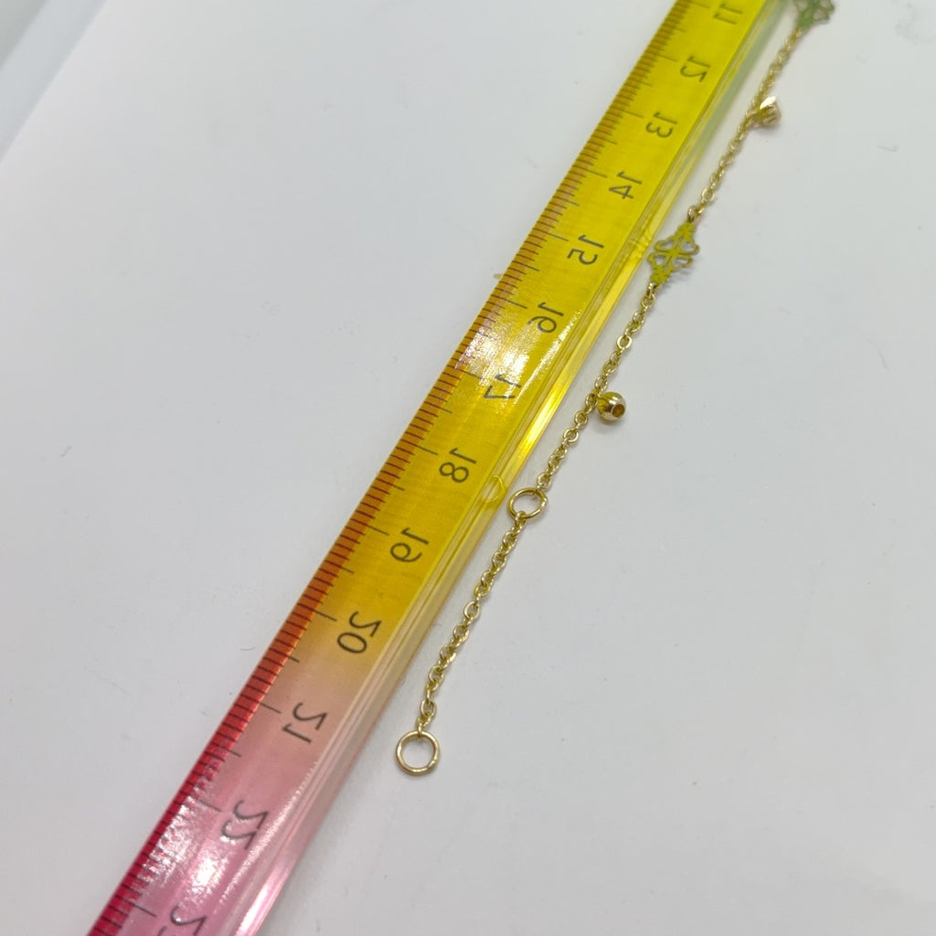 PULSERA ESPECIAL CON TREBOL 14K 18 CM 1.8 GR (NUEVO)